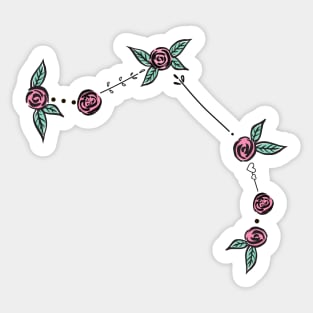 Aries Zodiac Sign Constellation Roses and Hearts Doodle Sticker